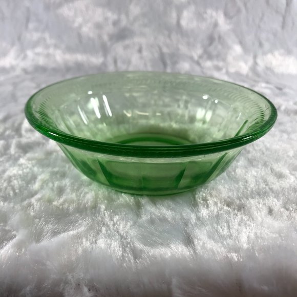 Vintage Vaseline Glass Dessert Bowl Block Optic #26 - Picture 7 of 10